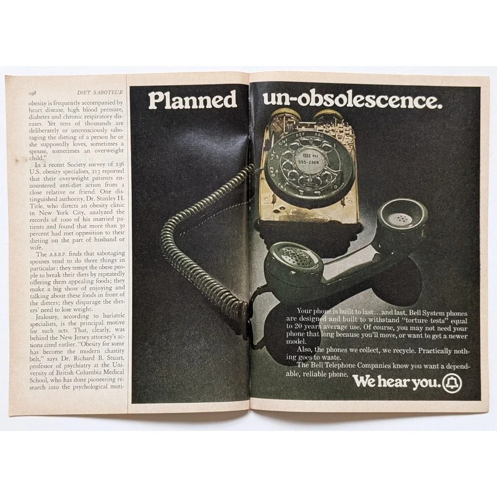 Vintage Print Ad‎ 1970s Bell System Telephone 2-Page Spread Durable Retro Tech